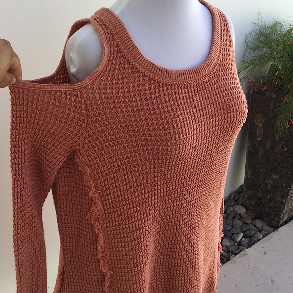 Free People Cold Shoulder Knit Distressed Sweater - Picture 5 of 7